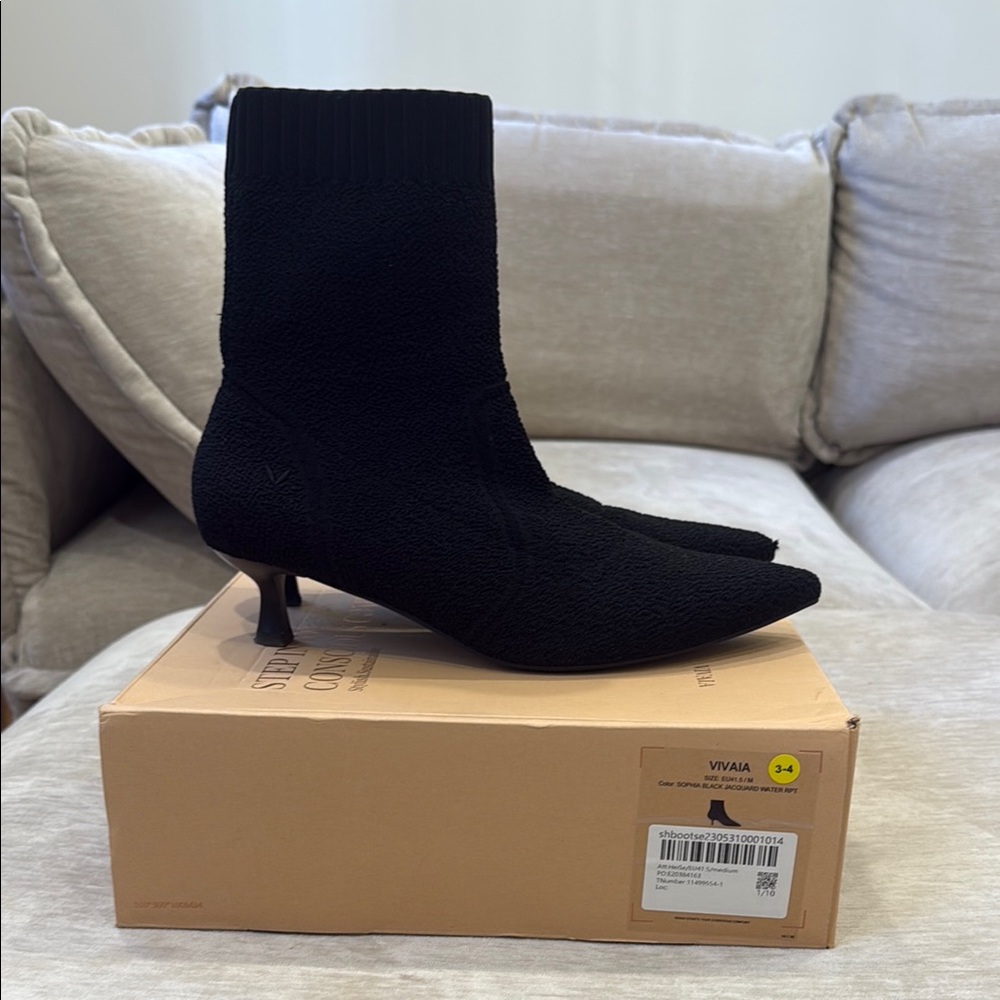 VIVAIA Black Heeled Boots for Women 41.5